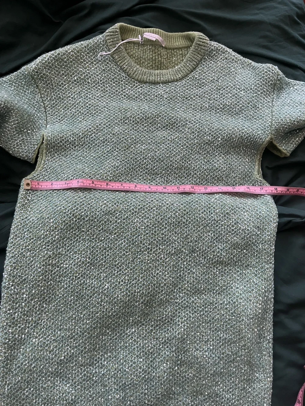 Stella McCartney Sequined Wool-Blend Mini Sweater Dress Light Green size Large